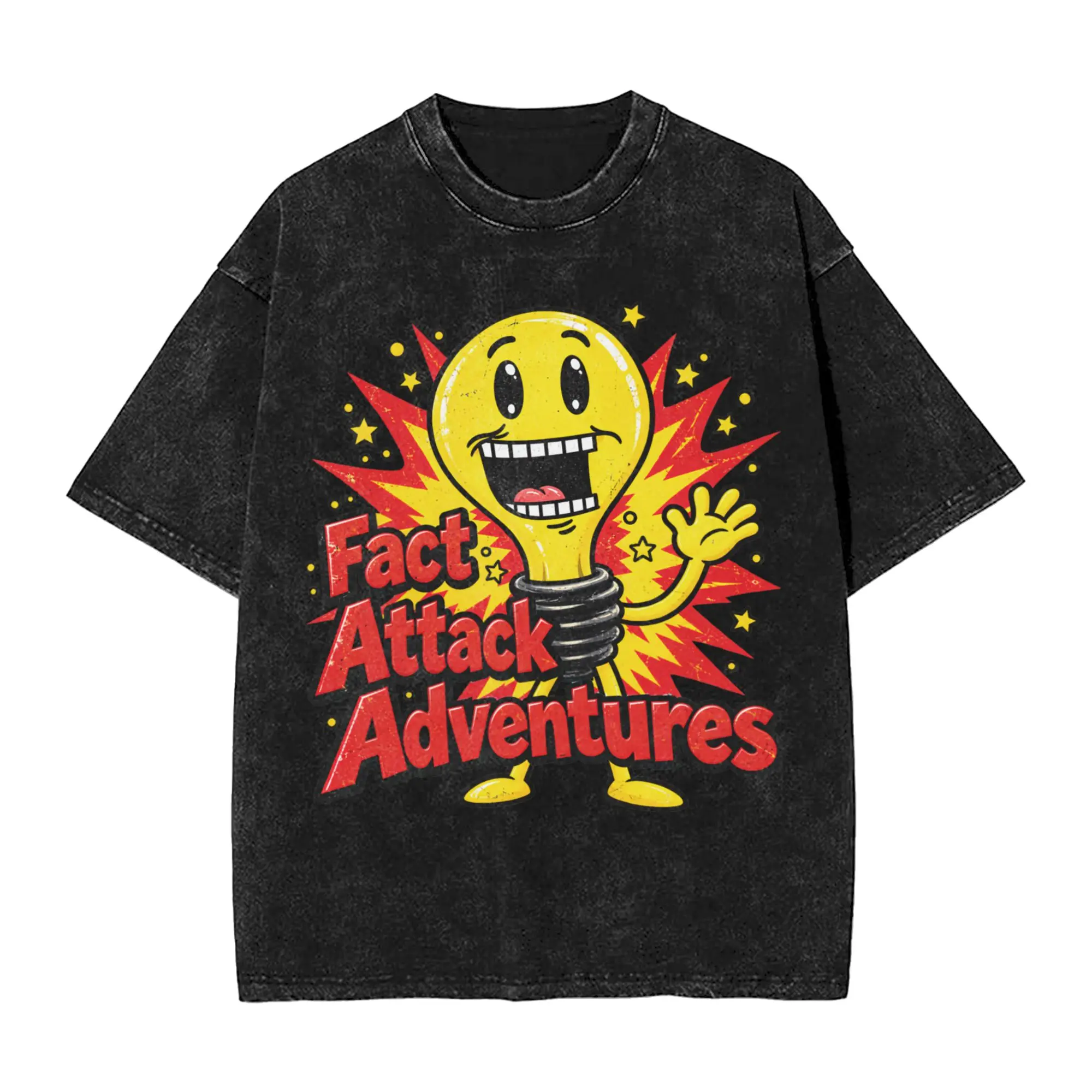Light Bulb Fact Attack Adventures  T-Shirts Men  Novelty Pure Cotton Tees O Neck Short Sleeve T Shirt Plus Size Clothes