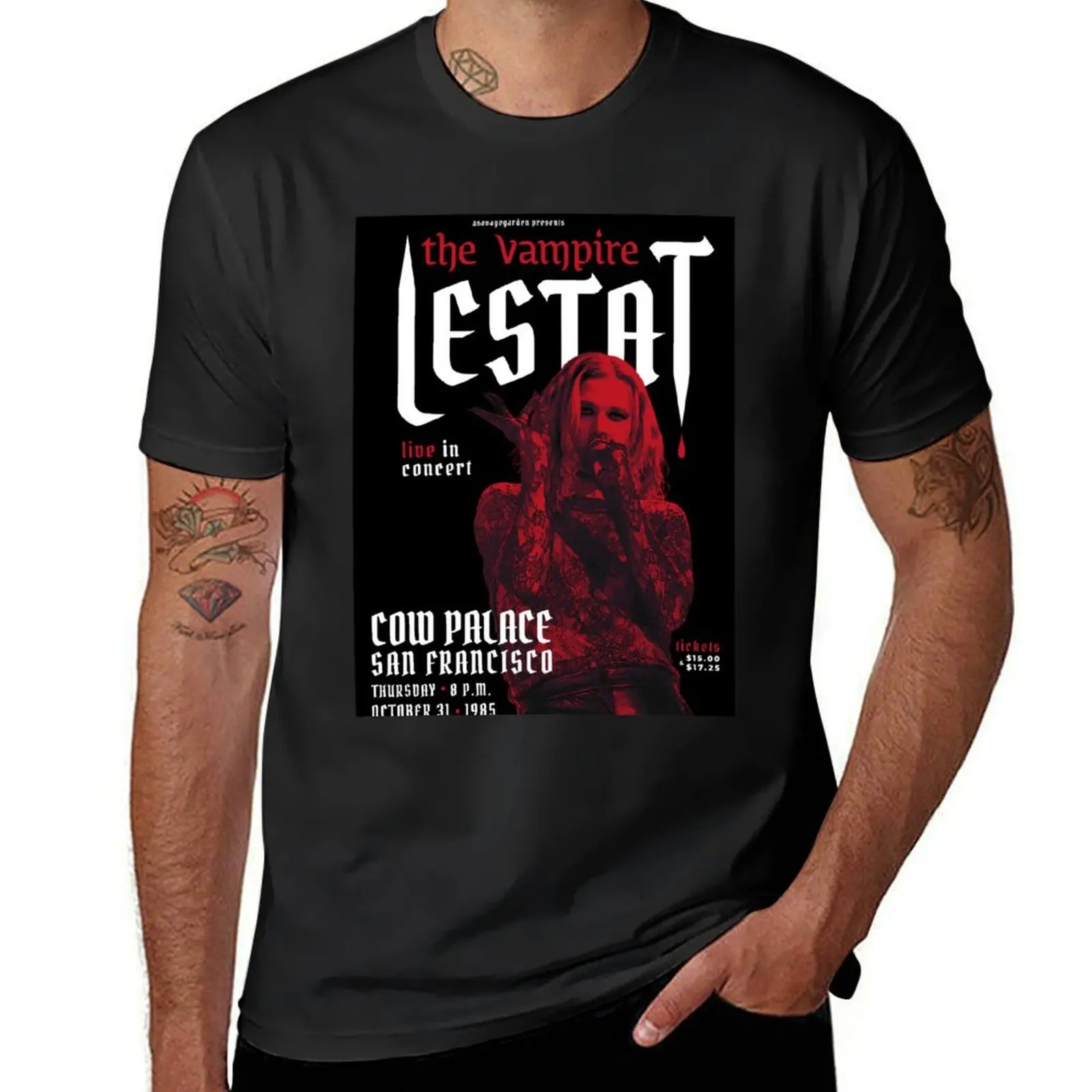 The Vampire Lestat Live In Concert 1985 fan poster T-Shirt oversized customs big and tall t shirts for men