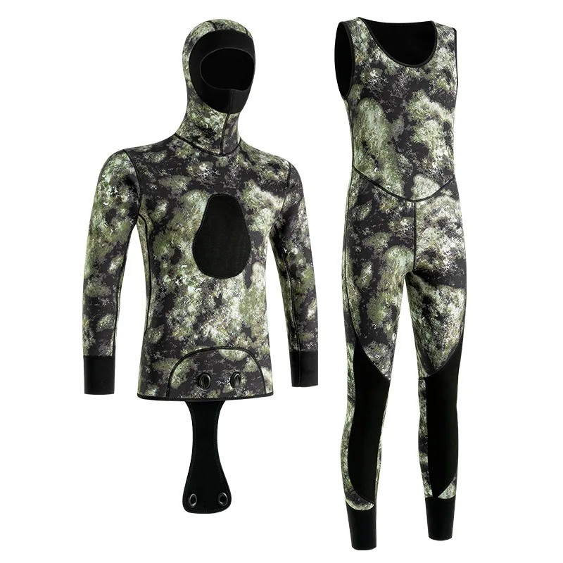 2-piece Neoprene 3mm Super Stretch Camouflage Fullsuit, Mens Womens Freediving Snorkeling Swimming Spearfishing Wetsuits