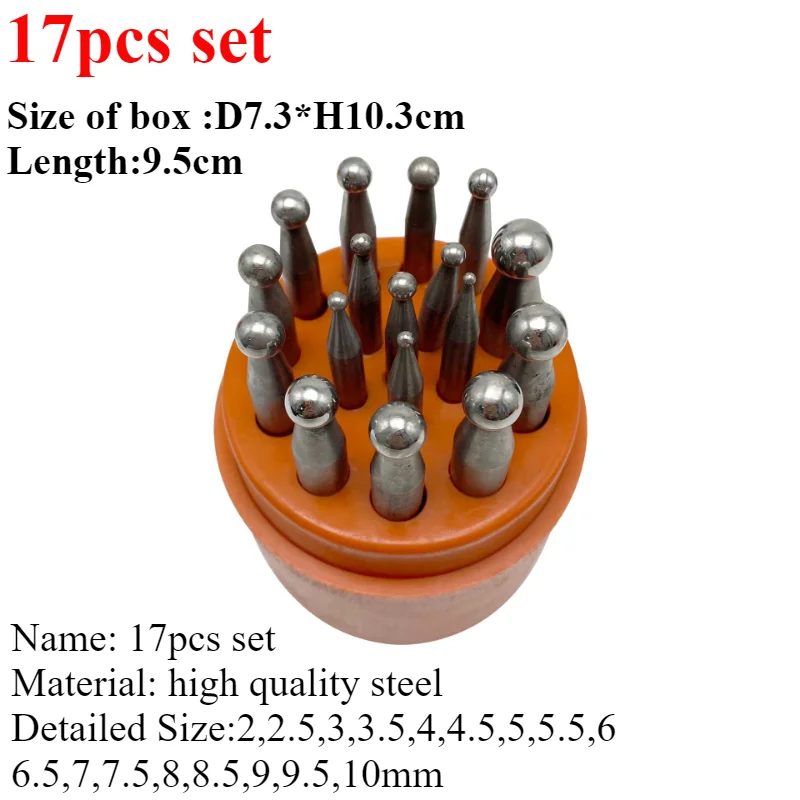 أداة تشكيل فولاذية عالية الجودة ، مجموعة لكمة غطس ، أدوات صنع المجوهرات المعدنية ، صنع الخرز الدائري ، 17 led #6