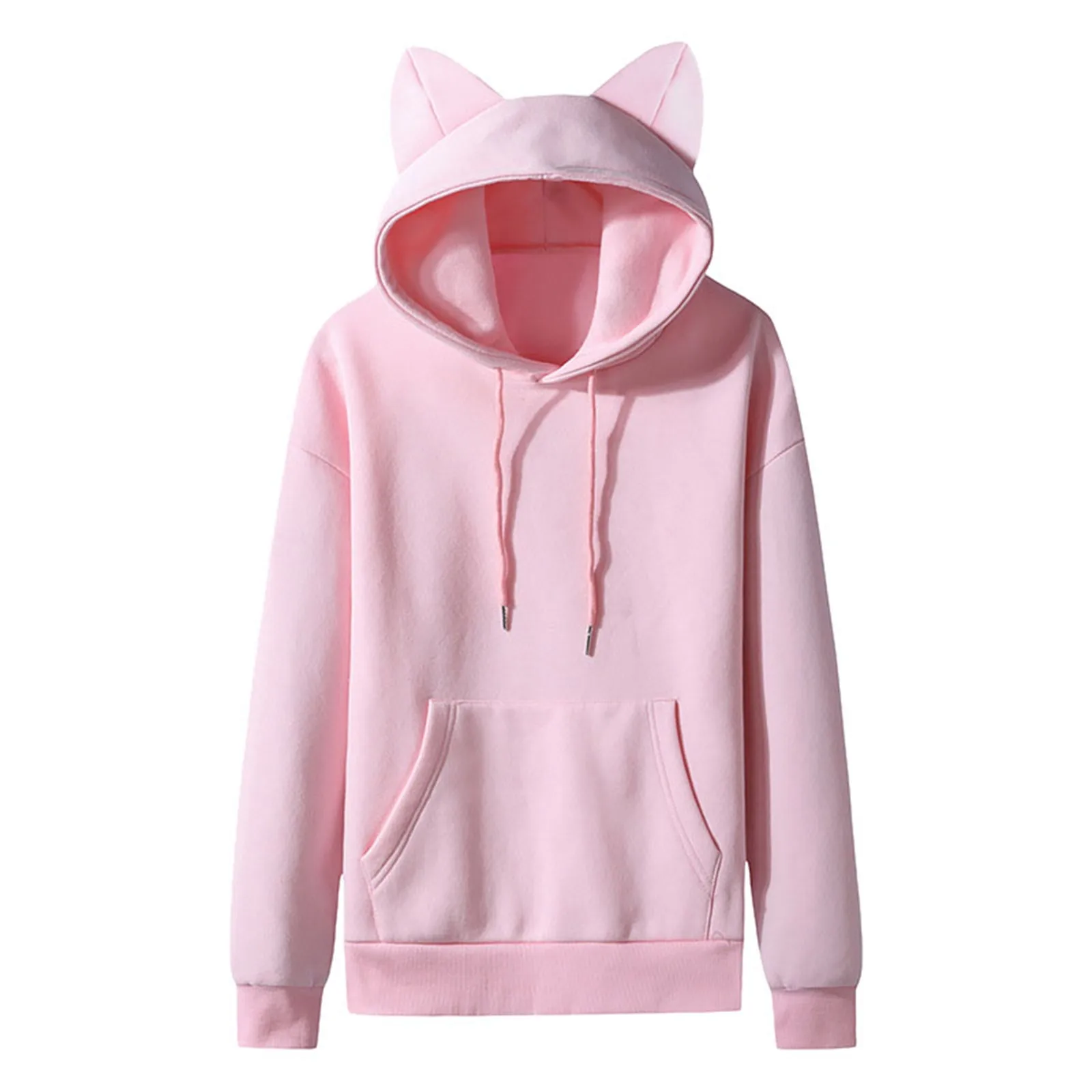 Cat Ears Hoodie Women Black Kawaii Long Sleeve Autumn Winter Hooded Sweatshirt Gothic Streetwear Loose Casual Hood Pullover Coat