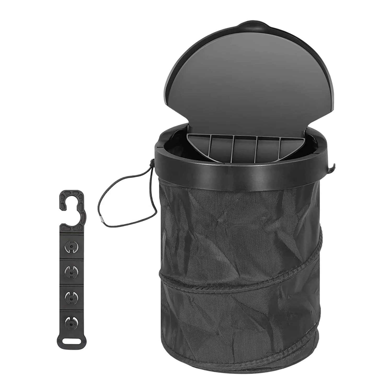 

Car Trash Can with Lid Collapsible Up Car Trash Bin with Hanging Hook