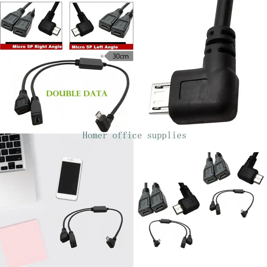 

K43B Micro USB 5-контактный Y-разветвитель, левый и правый угол, зарядное устройство, кабель для передачи данных