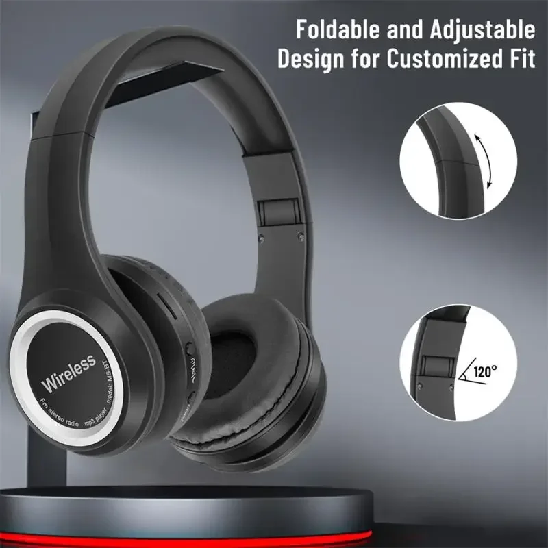 Headphone Bluetooth5.1 Music Gift Around Stereo Earphones Music Headset with Mic For Sumsamg Android IOS FM foldable airpods