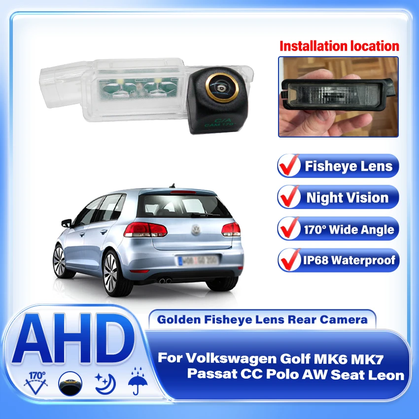 1080P AHD CCD License Plate Lights Housing Car Rear View Camera Bracket For Volkswagen Golf MK6 MK7 Passat CC Polo AW Seat Leon