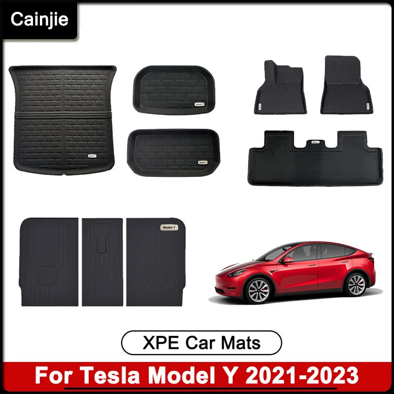 For Tesla Model Y Trunk Mat LHD / RHD All Weather Floor Liner Full Set XPE Car Anti-dirty Waterproof Mats Accessories 2021 2023