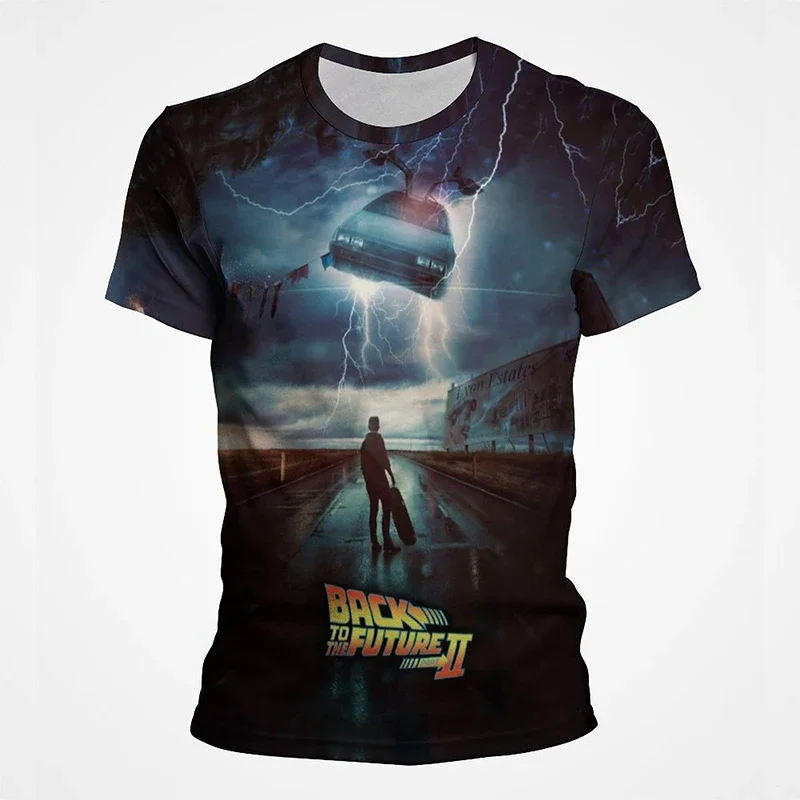 العودة إلى المستقبل فيلم ثلاثية الأبعاد طباعة تي شيرت الشارع الشهير الرجال النساء موضة عادية المتضخم س الرقبة تي شيرت الاطفال تيز القمم الملابس
