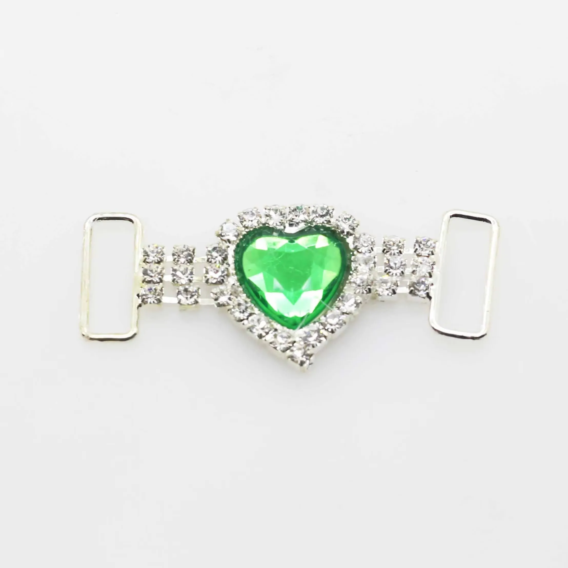NEW 10pcs/lot 42*15mm Heart-Shape Acrylic Rhinestones buckles Bikini Connector For Swimming Wear Decoration