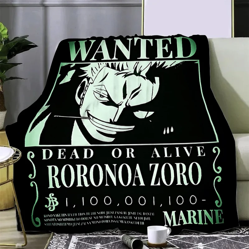 Manta estampada de Anime de una pieza Roronona Zoro, mantas de Picnic, manta cálida, suave y cómoda, regalo de cumpleaños para viaje en casa