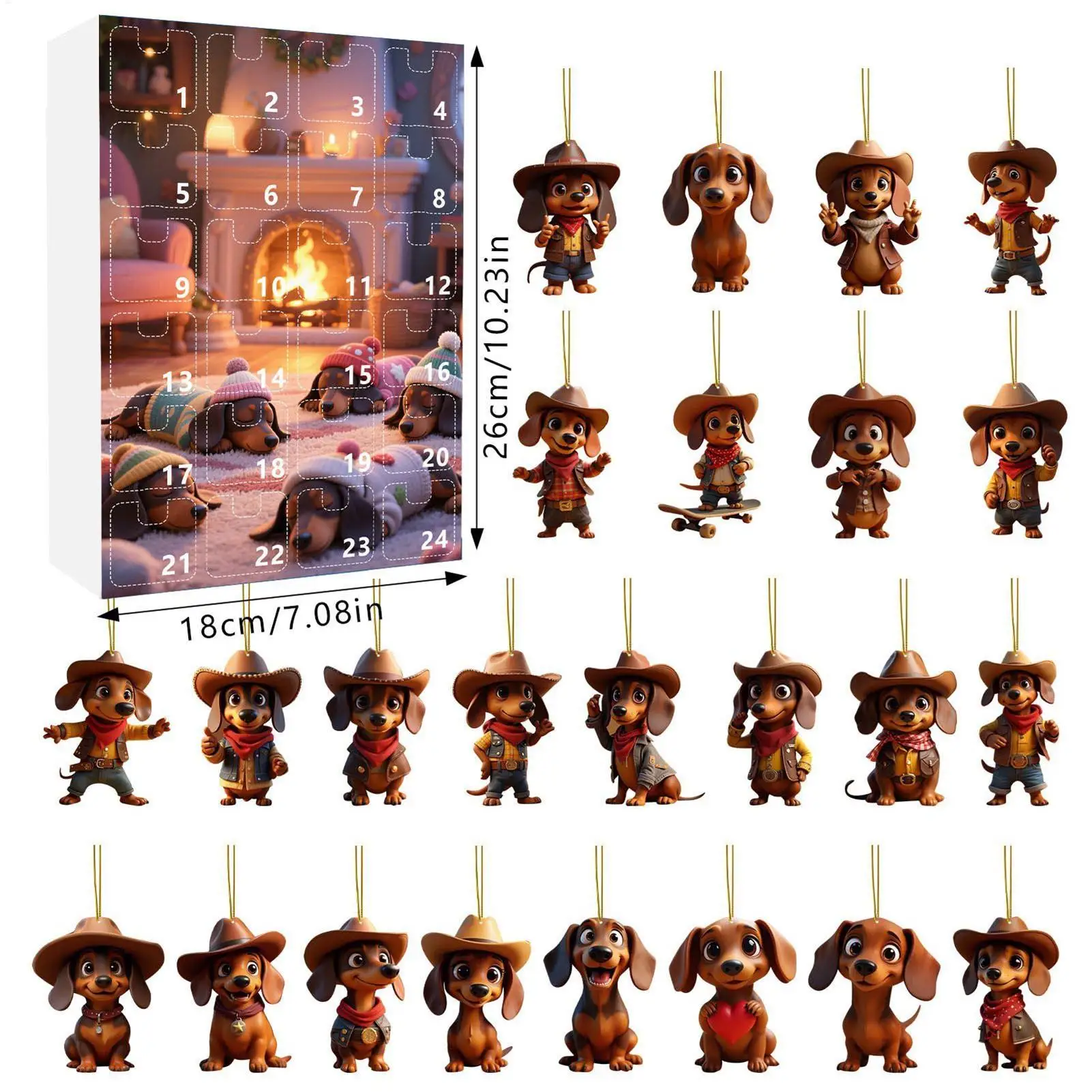 2025 Christmas Advent Calendar Sausage Dog Decoration Advent Countdown Calendar Collection Funny Dog Set Pendant for Vacation - Image 6