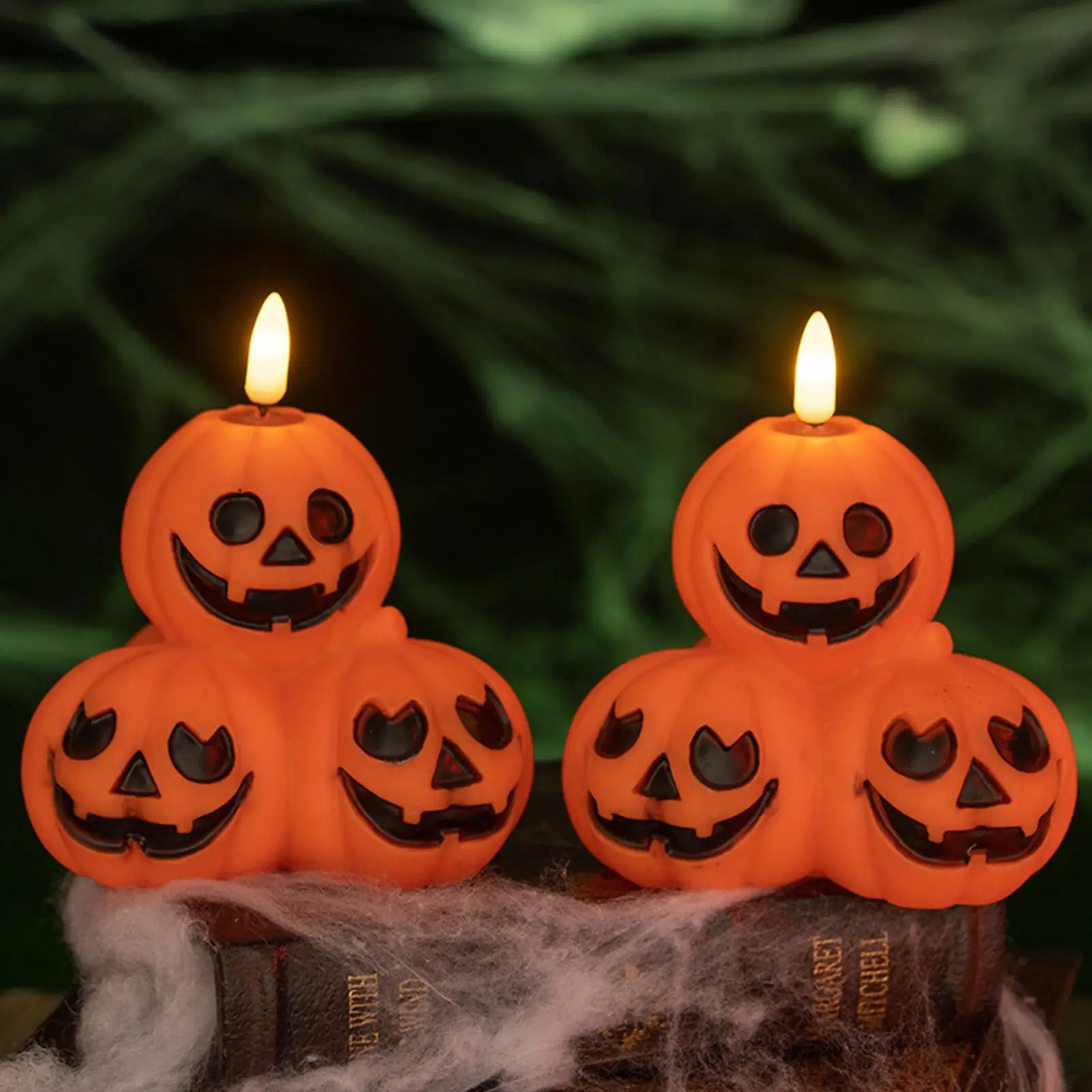 Lampu Labu Halloween LED Lampu Malam Menyeramkan Pencahayaan Ambient Dekorasi Rumah Untuk Rak Perapian Meja Kamar Tidur Kantor