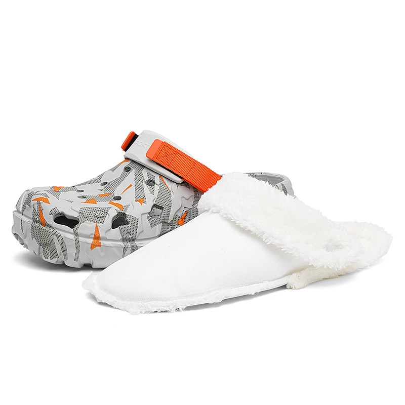 Neue Herren-Winterhausschuhe, bequeme warme Hausschuhe, abnehmbare Sommersandalen, lässige rutschfeste Plüsch-Fellhausschuhe für Herren – Detail 1
