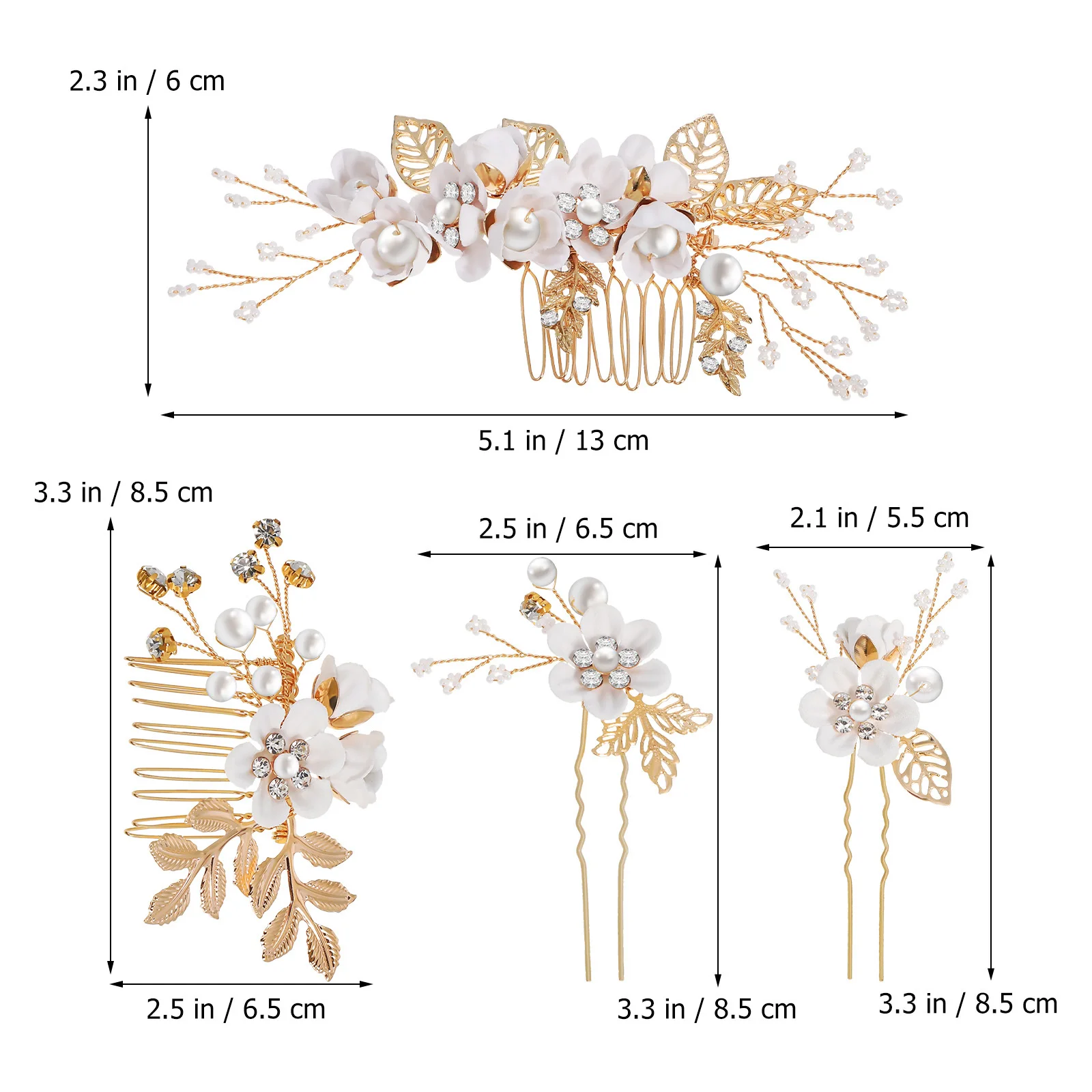 1 مجموعة رائعة لؤلؤة زهرة دبابيس الشعر حجر الراين الجانب أمشاط الزفاف حفلة موسيقية اكسسوارات التصميم U على شكل الزفاف الشعر الجانب مشط #4