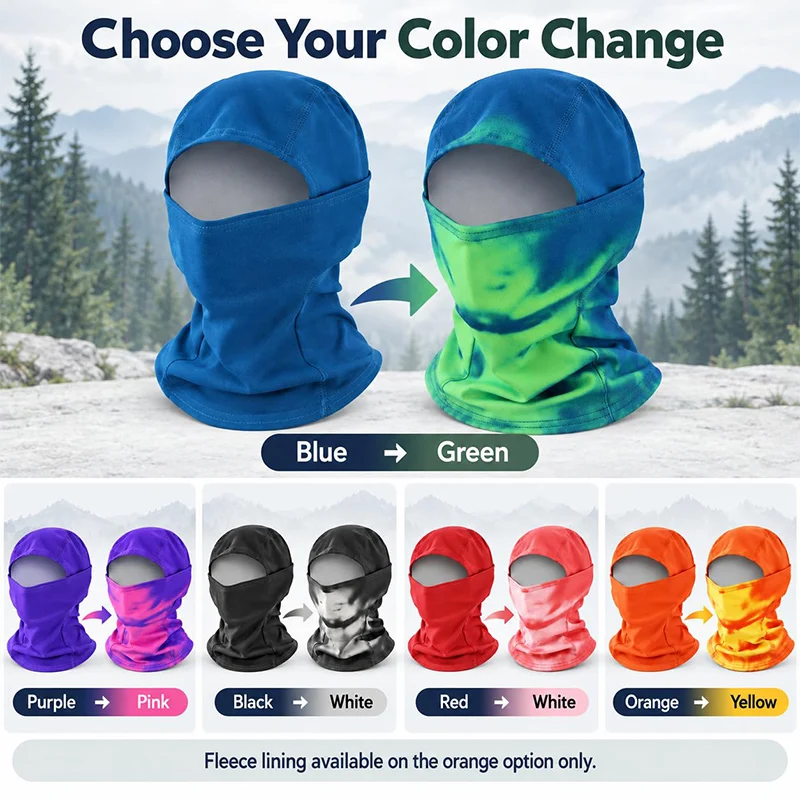 Temperature Sensitive Color Changing Headgear Cool Color Gradient Mask Thermal Sensing Mask Winter Skiing Mask Balaclava Hat