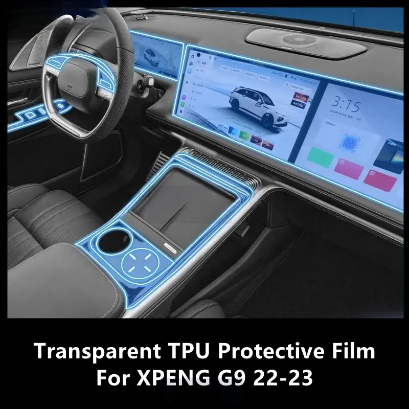 For XPENG G9 22-23 Car Interior Center Console Transparent TPU Protective Film Anti-scratch Repair Film Accessories Refit