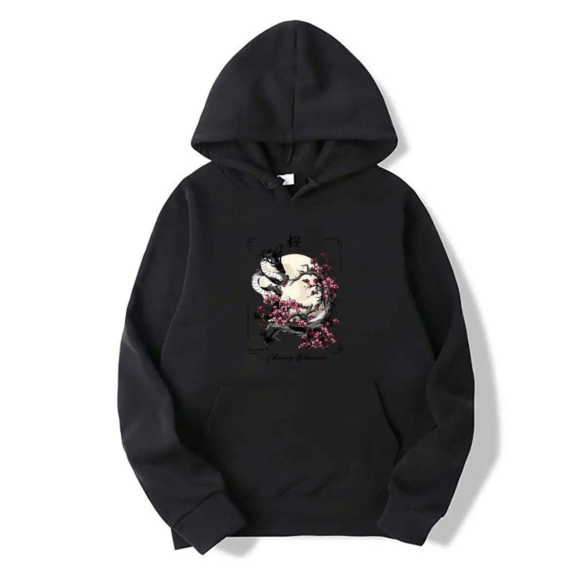 Cherry Blossom Dragon Moon Frame Japanese Art Autumn and winter new men's and women's hooded sweatshirts