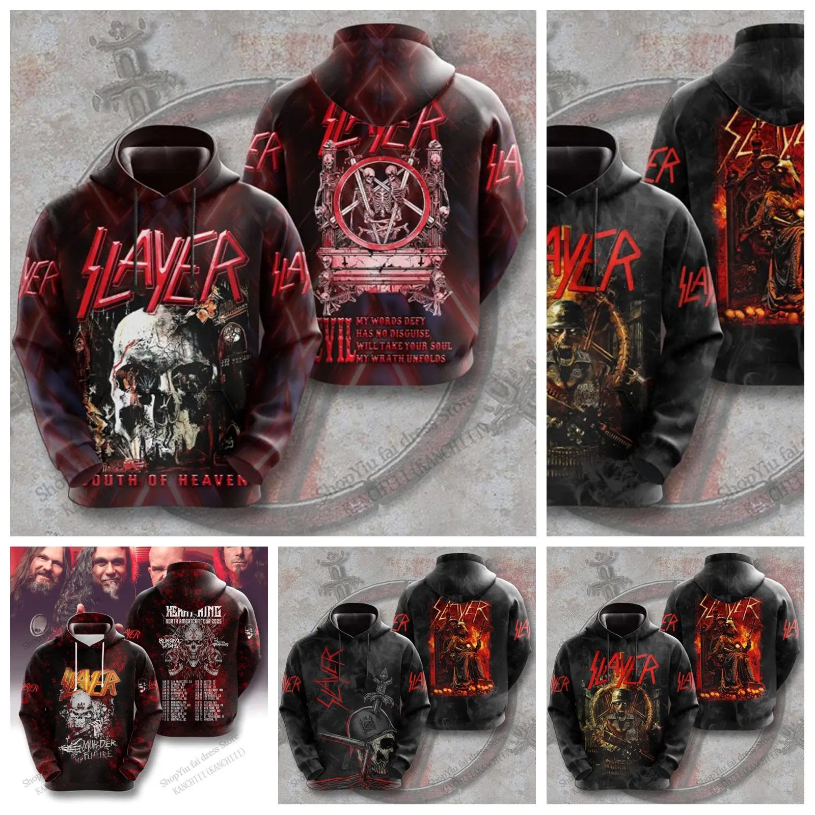 2025 جديد روك القاتل الفرقة ثلاثية الأبعاد طباعة الجرافيك هوديس الرجال النساء موضة المتضخم هوديي البلوز الجمجمة معطف النساء عرق الملابس