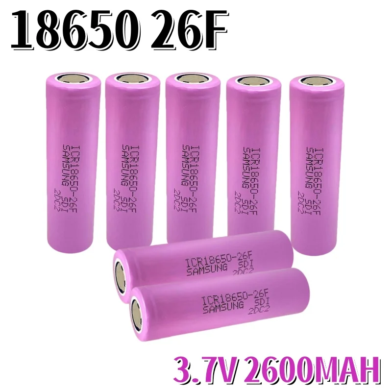 High Capacity INR18650 26F 3.7V 2600mAh 18650 Flat Head High Current Rechargeable Lithium Battery