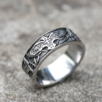 NEW Men's 316L stainless steel rings Vintage Nordic Viking Flying Eagle Rings Amulet animal Jewelry Gifts free shipping