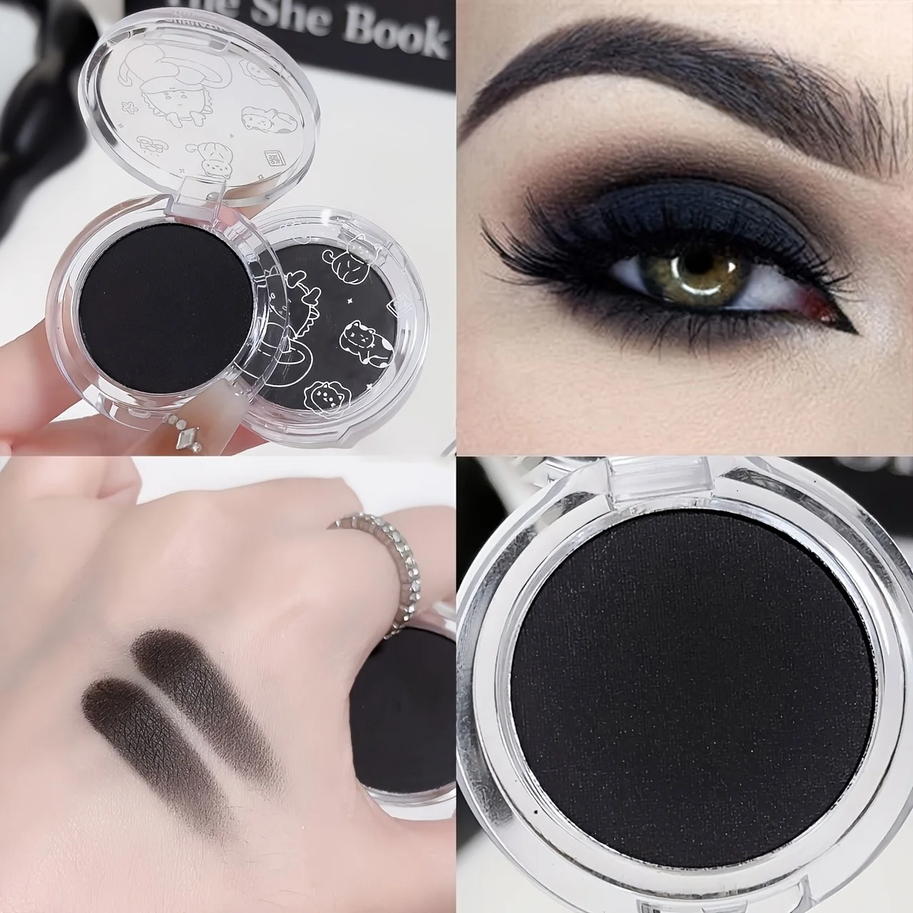 Shimmery Monochrome Eyeshadow With Fine Glitter, Shining Naturally, Waterproof And Long-lasting,White Black Eyeshadow view 6