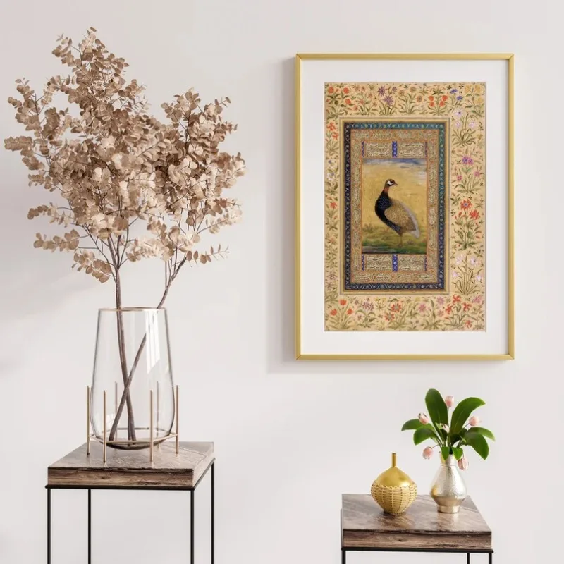 Persian Prints: Birds & Deer (Traditional Persian / Mughal Art Prints of Miniature Paintings) Wall Art, Home Decor Framless view 2