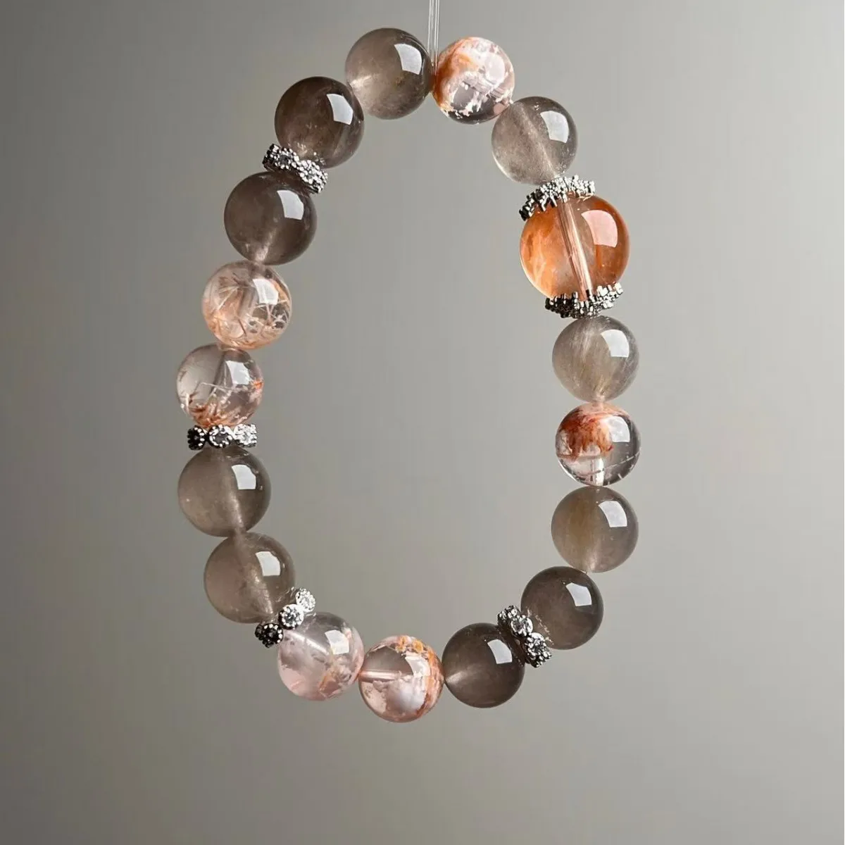 Natural Crystal Duobao Bracelet Large Particle Glue Flower, Orange Snowflake Ghost Bracelet Light Luxury Fashion Niche Design