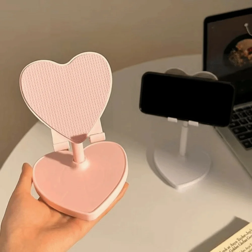 Love Shaped Multifunctional Phone Stand Extendable Adjustable Lifting Foldable Tablet Holder for Live Streaming Desk Use