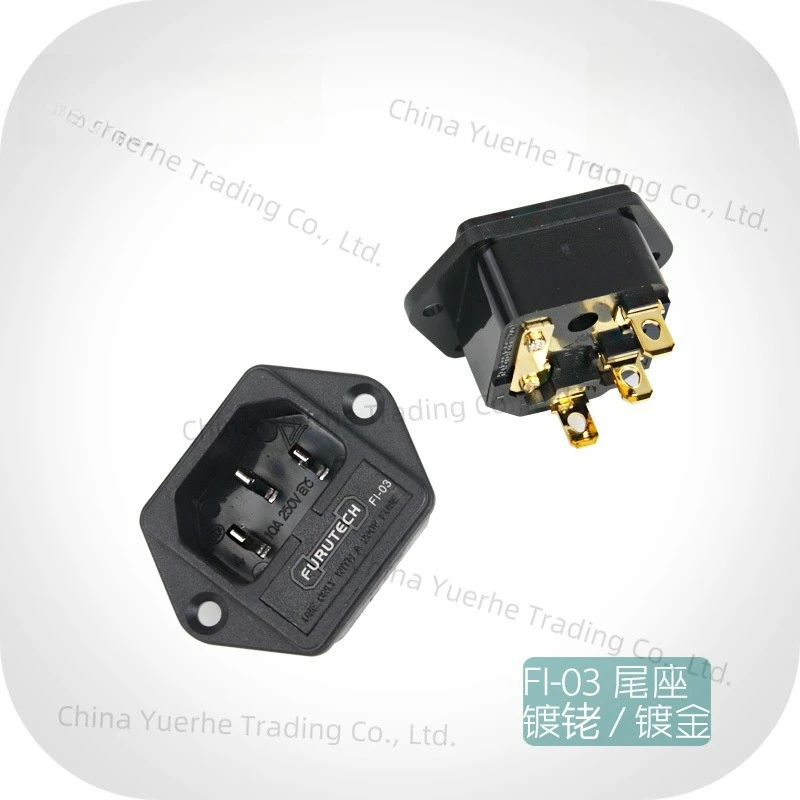 

Brand New Original FURUTECH FI-03 AC Power Plug socket IEC320-1 C14 Male With Fuse Holder Gold Rhodium Plated 10A 250V 1PC