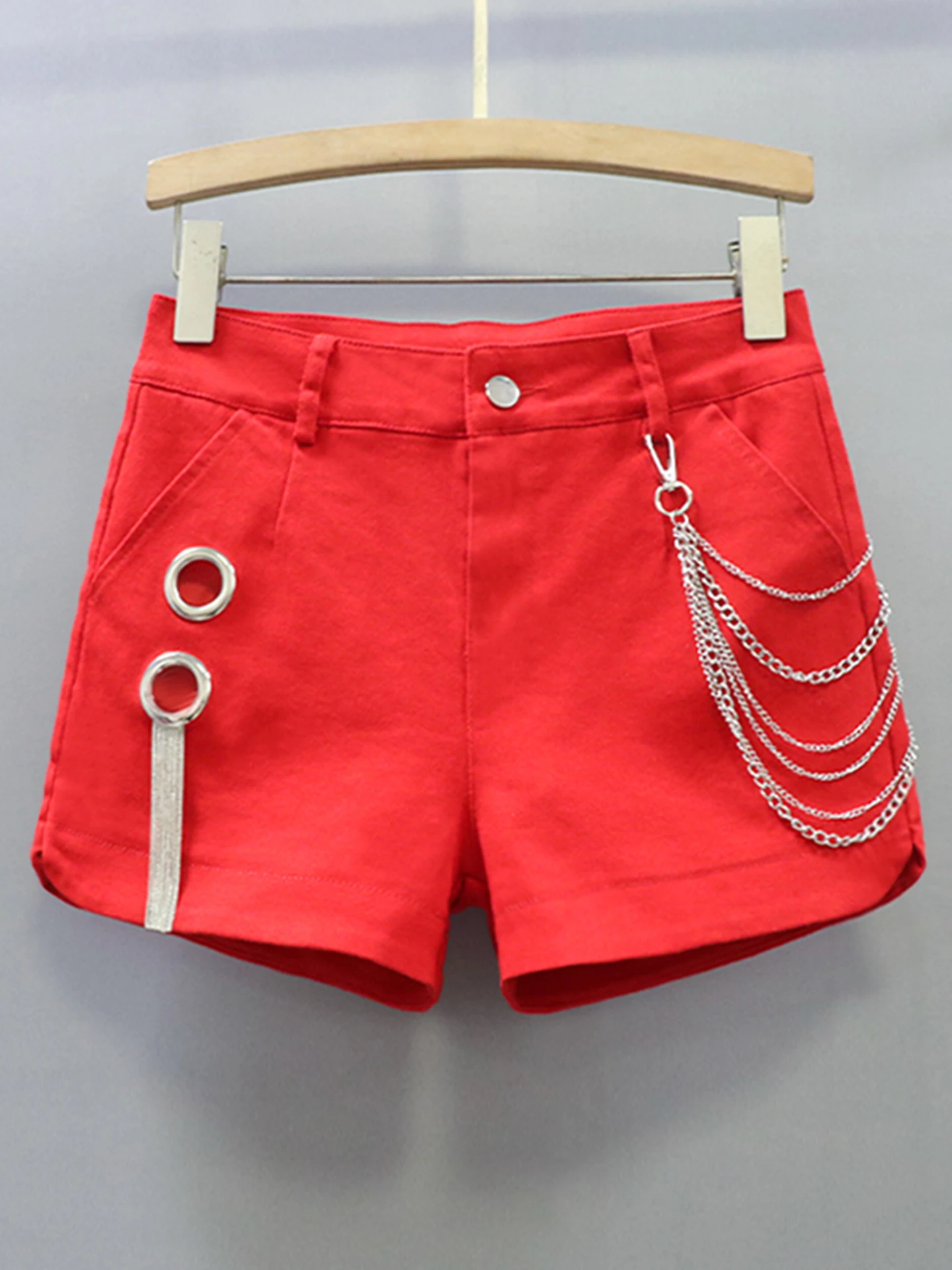

Fashion High Waist Slimming Bootcut Shorts Women's 2026 New Korean Version Tassel Chain Sexy Hot Pants Cotton Stretch Denim