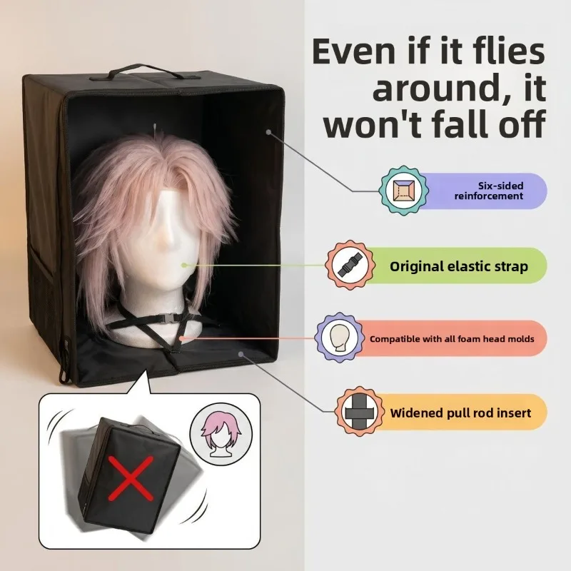 Image of Tragbare Schaufensterpuppenkopf-Aufbewahrungsbox, faltbar, Reise-Perückentasche, staubdichter Präsentationsständer, Cosplay, zusammenklappbar, für Salon-Stylisten und Messen