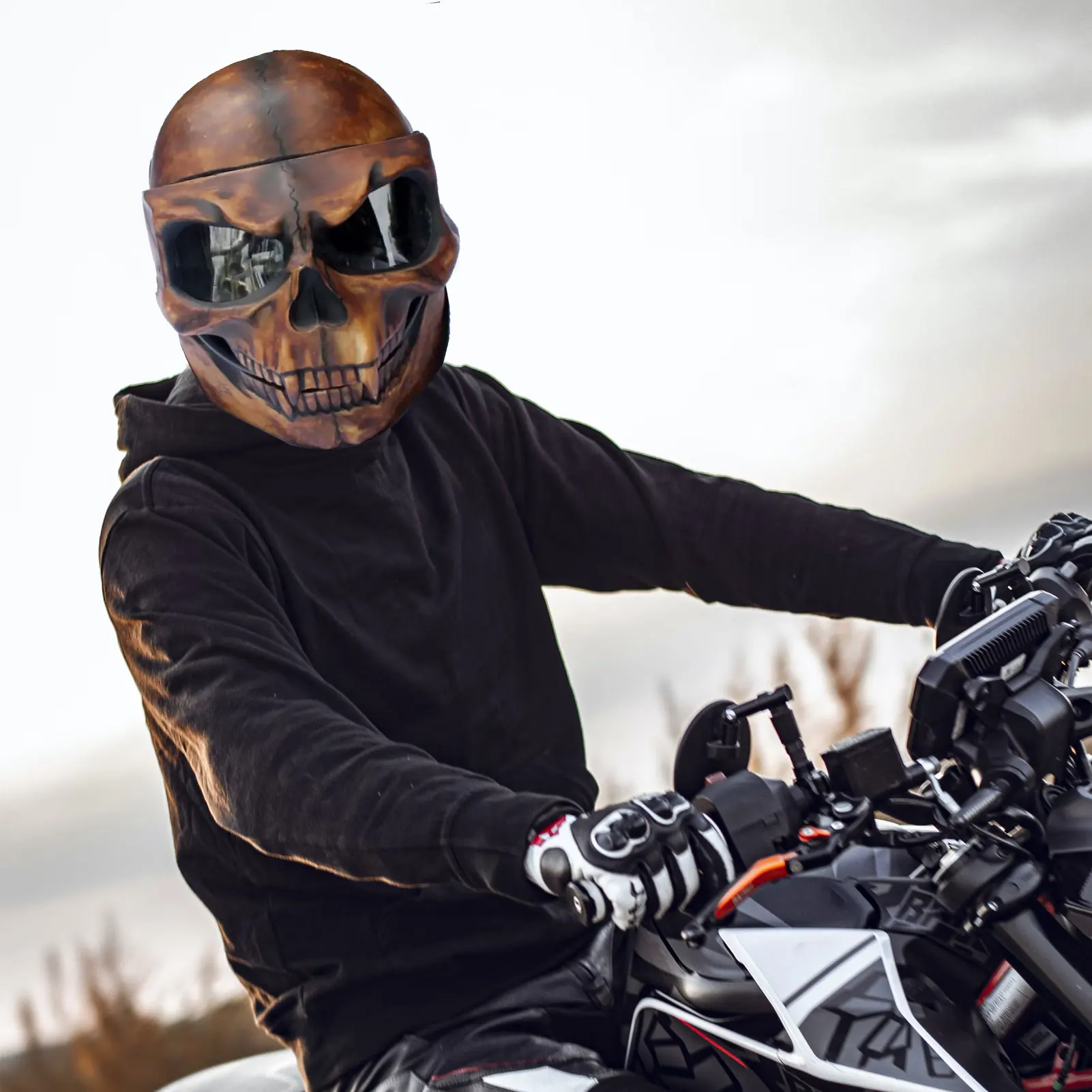 Ghost Skull Helmets Full Face Skull Helmets Motorcycle With Goggles Skeleton Skull Helmets With Lens Full Face Skull Skeleton