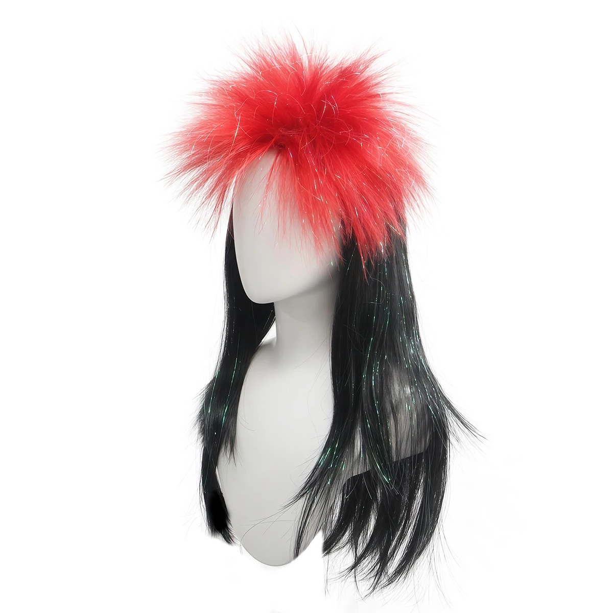 Anxin Brand Synthetic Fiber Wigs: Colorful Afro Long Hair Shawl Style, with Fluffy Strands, Comfortable to Wear, Suitable for Cosplay Role-Playing, Easily Create a Eye-Catching Look, a Fashionable and Trendy Item