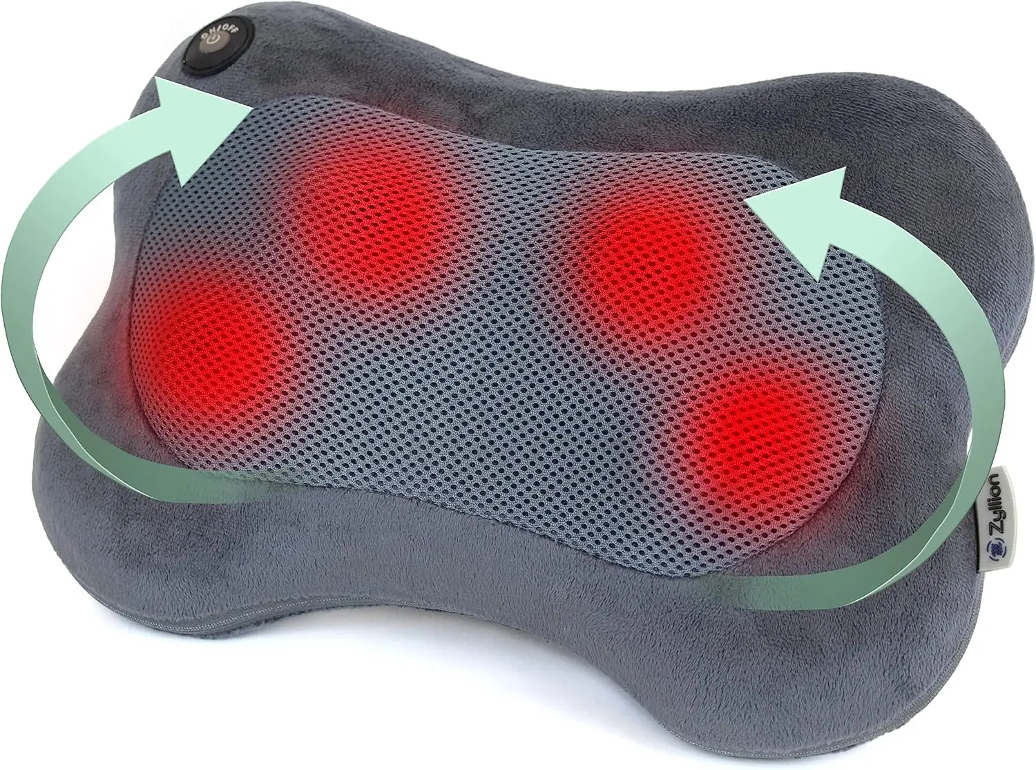 Zyllion ZMA-13 Back and Neck Massager with Heat for Pain Relief, Slate | Shiatsu, Deep Tissue, 3D, Electric, Kneading, Massage P