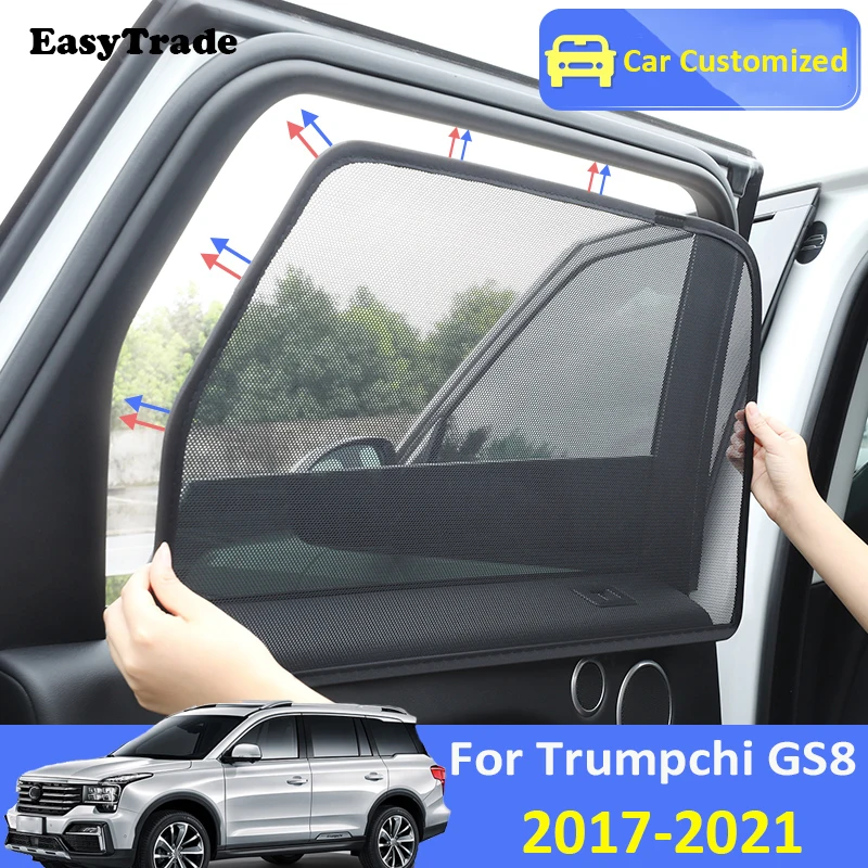 

For GAC Trumpchi GS8 2017-2021 Magnetic Sunshield Car Sunshade Side Window Mesh Curtains Sunscreen Heat Insulation Sun Visor