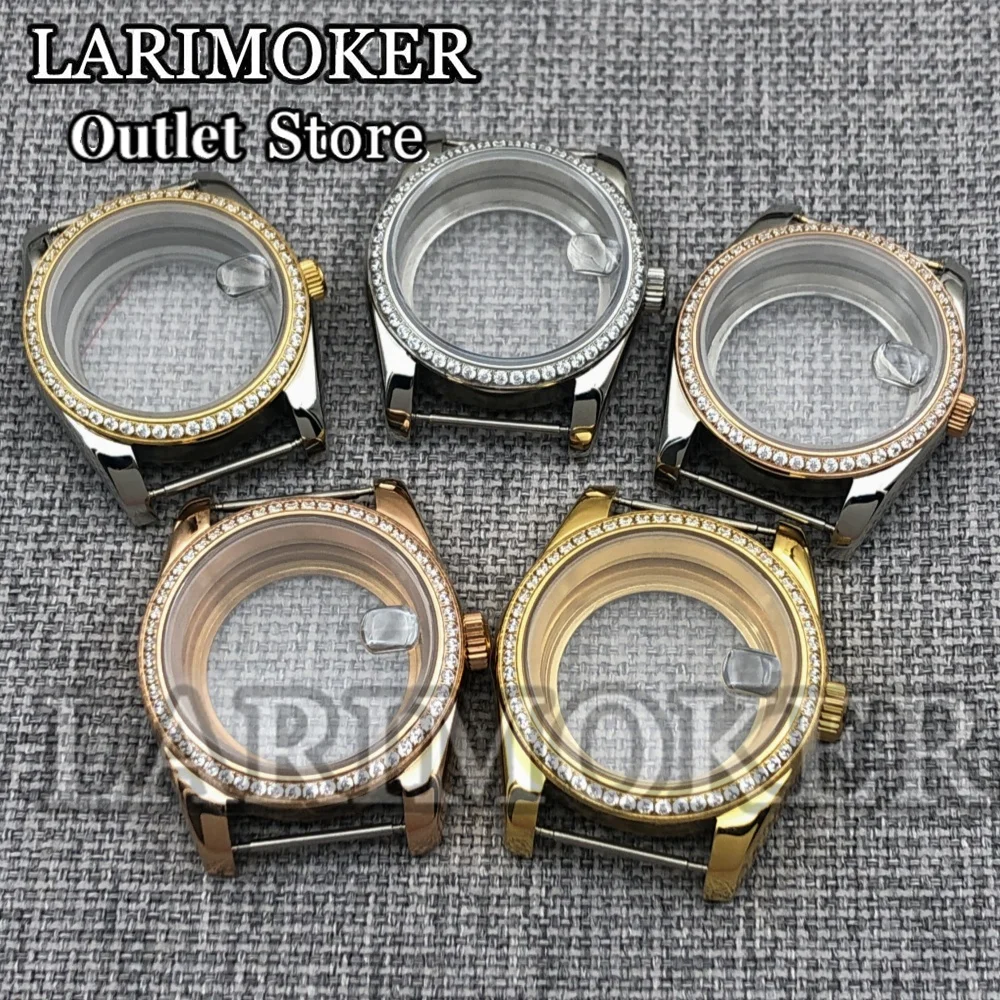 LARIMOKER 36/39mm Diamond edge Watch Case Silver Rose Gold fit NH3505 stainless steel Watch Accessories