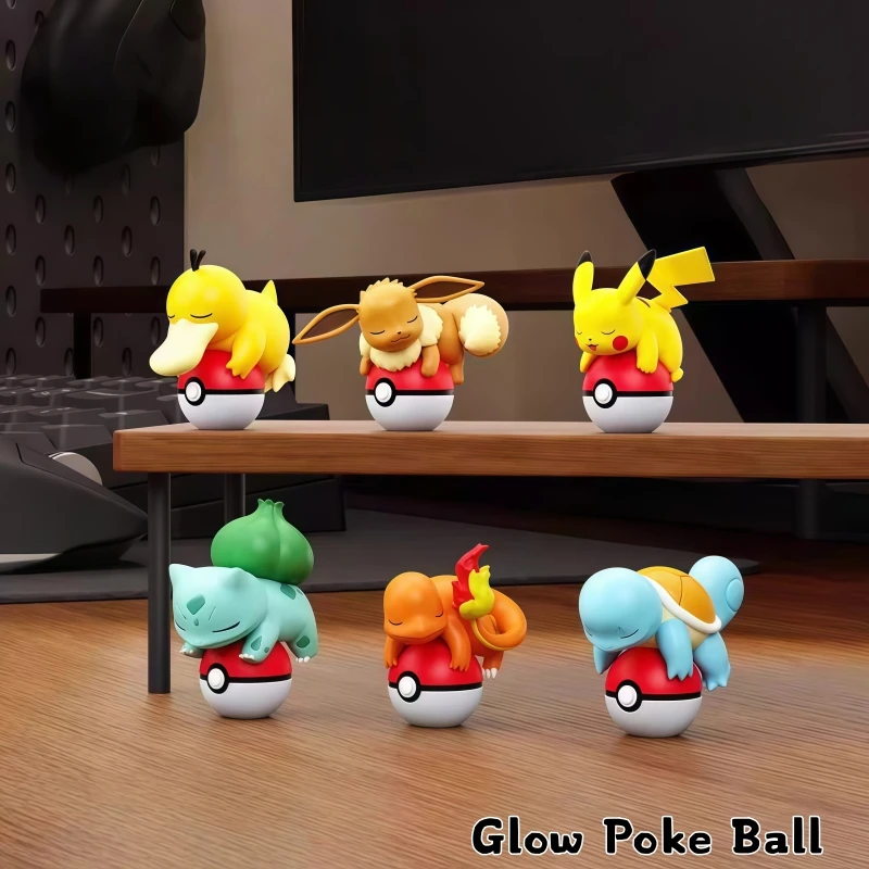 Anime Pokemon Poke Ball Mini Figuur Model Auto Desktop Ornament Collectible Officieel Glow in the Dark Speelgoed Verjaardagsgif