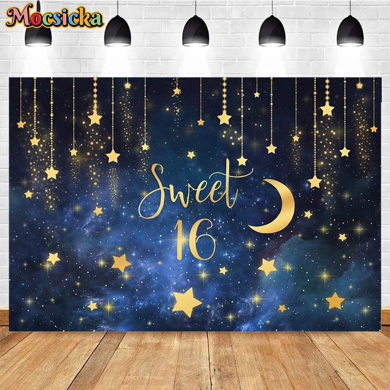 

Sweet 16 Background Photography Starry Sky Under The Milky Way Girl Birthday Party Banner Child Portrait Photo Backdrop Props