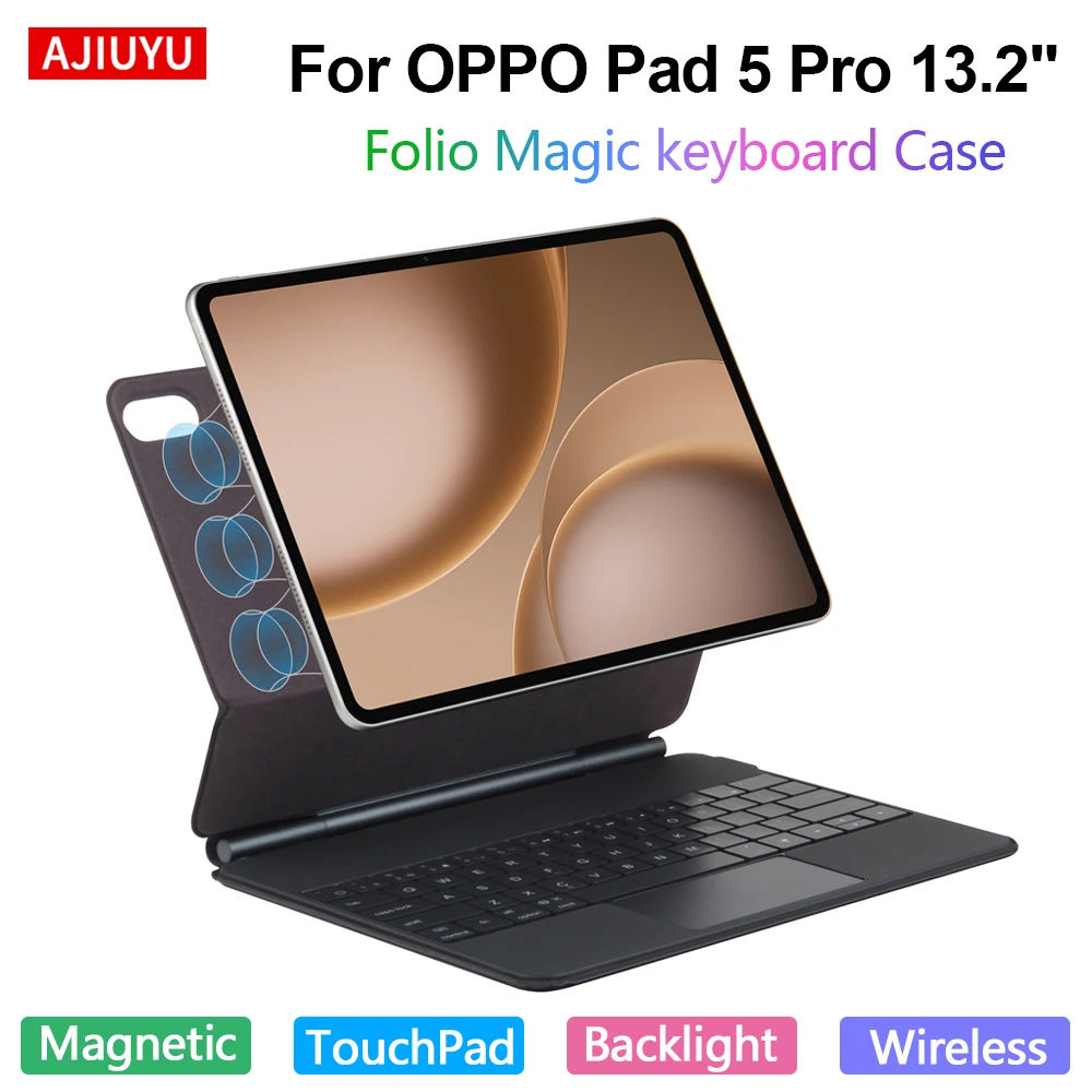 AJIUYU Backlight Magic Keyboard Case For OPPO Pad 5 Pro 13.2