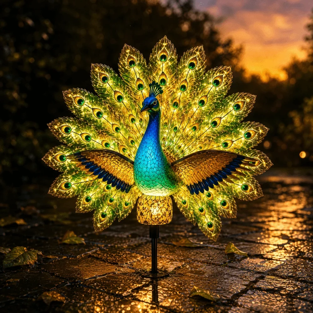 Waterproof Solar Garden Lights Energy Saving Outdoor Statue Peacock Solar Stake Light Landscape LED Lights Decorative Stake