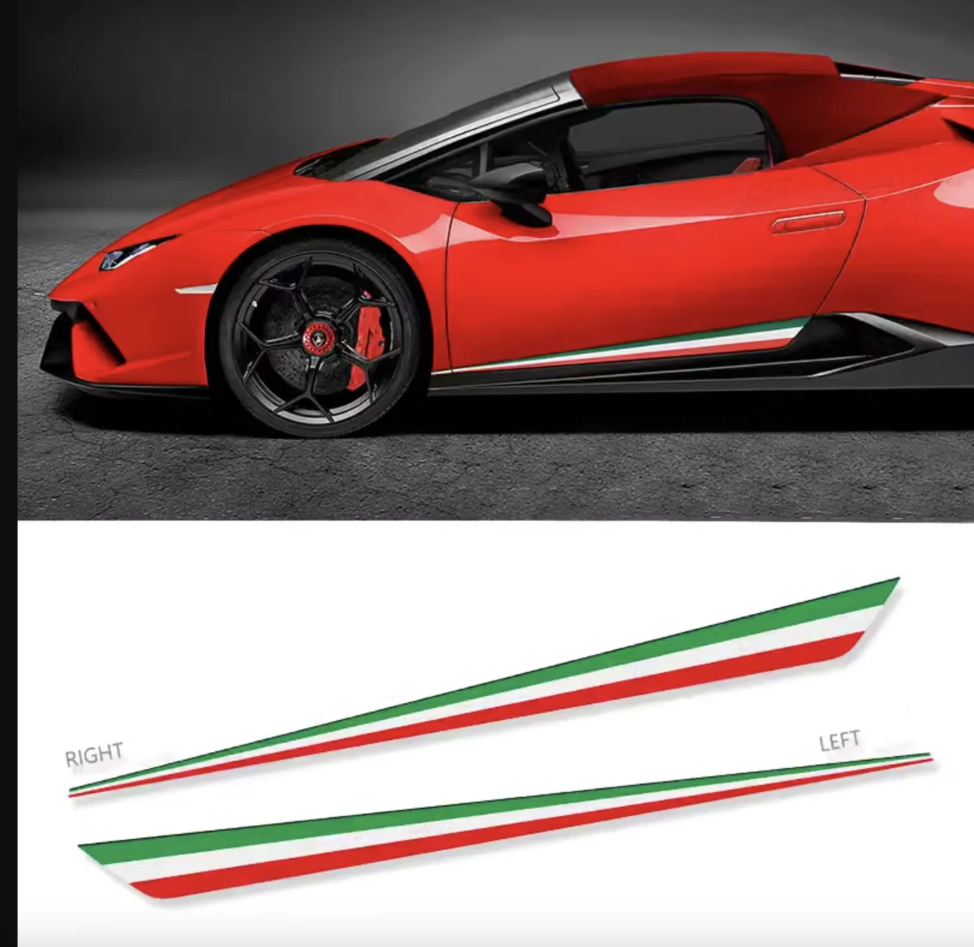 

Pair Lower Skirt Sticker Racing Side Stripe Decal Vinyl Overlay Graphic Decoration Wrap for Lamborghini Huracan