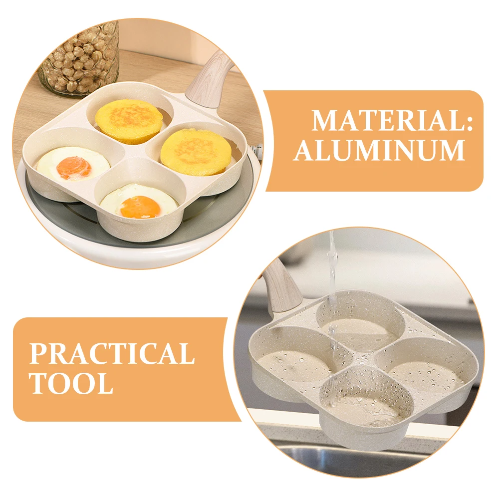 

Four Cup Nonstick Egg Burger Pan Deep Design Breakfast Skillet for Quick Multiple Egg Burgers Nonstick Easy Clean Beige