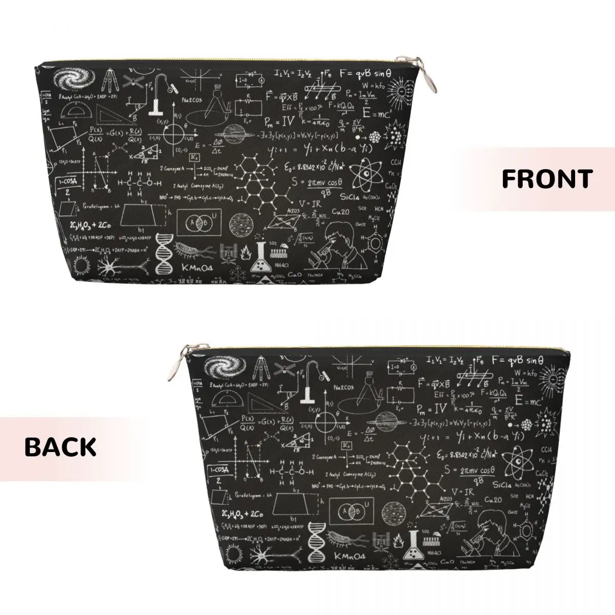 Custom Physics Formulas Math Equation Makeup Bag Women Travel Cosmetic Organizer Cute Science Teacher Gift Storage Toiletry Bags