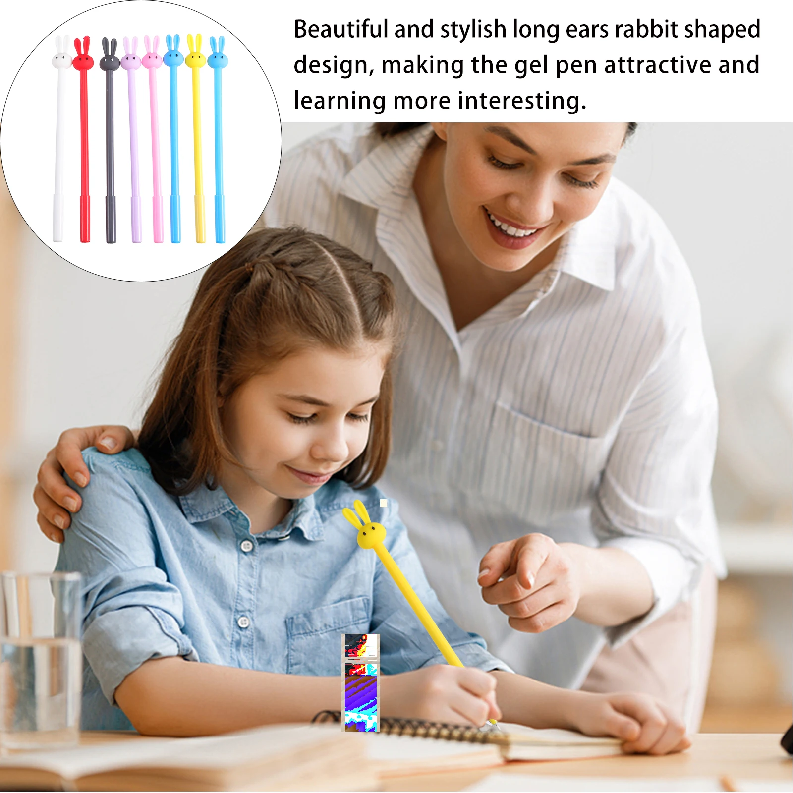 16pcs Long Ears Rabbit Ink Cute Cartoon Gel Pens For Students School Office Stationery Set Plastic Roller Pens