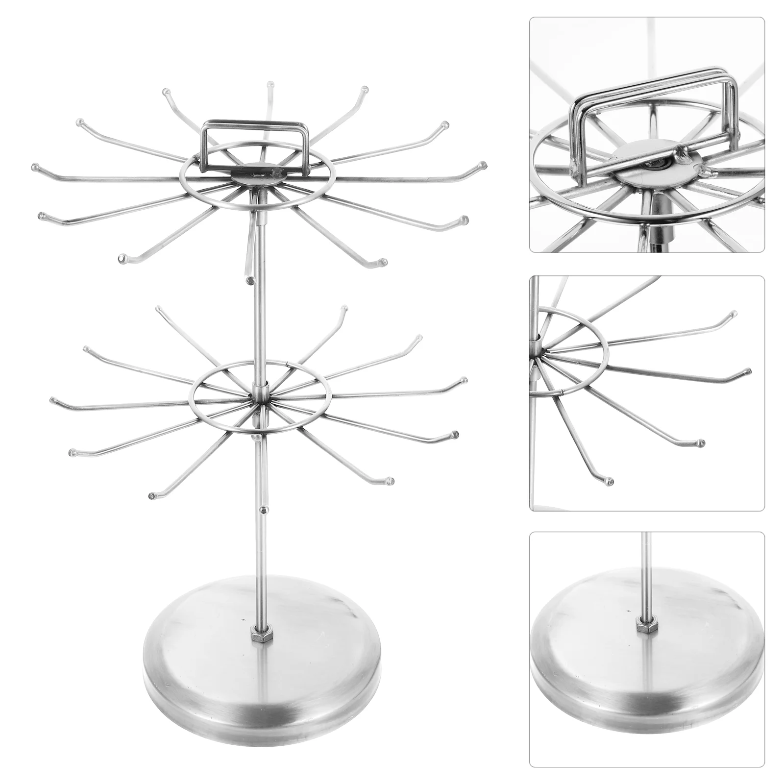 

Necklaces Retro Iron Jewelry Rack Double-layer Rotatable Bracelet Earrings Display Silver Tabletop Stand Stud Storage