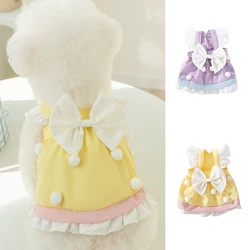 Summer Pet Clothes Cute Bowknot Dress Cat Soft Princess Dresses Chihuahua Yorkie Thin Sweet Skirts Puppy Costume Pet Supplies