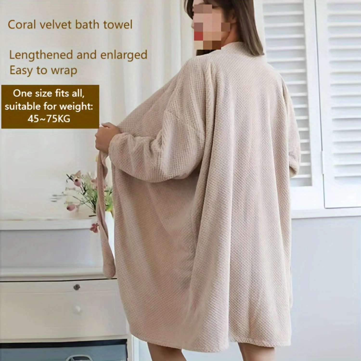 

Textured Womens Bathrobe with Adorable Face Pattern - Ultra-Thickened Absorbent, Soft Microfiber, Convenient Strap - Stylish & C