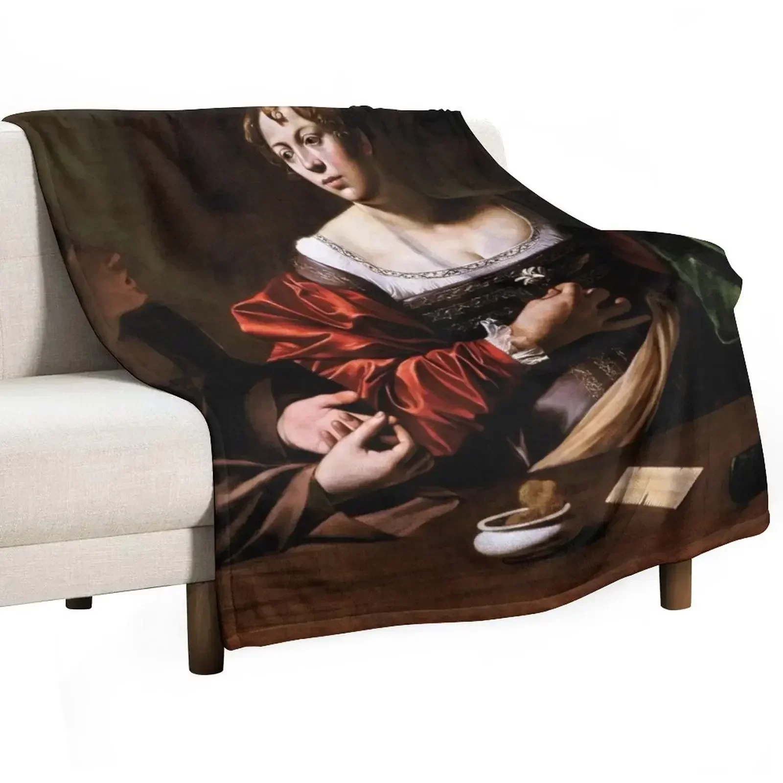 Martha and Mary Magdalene by Caravaggio (c 1598) Throw Blanket Tourist warm winter Blankets