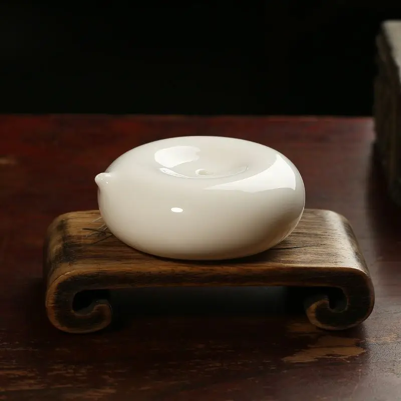 HVV Yangzhiyu White Porcelain Waterdrop Ceramic Inkstone Drip Inkstone Grinding Ink Bowl Drip Study Four Treasures Calligraphy