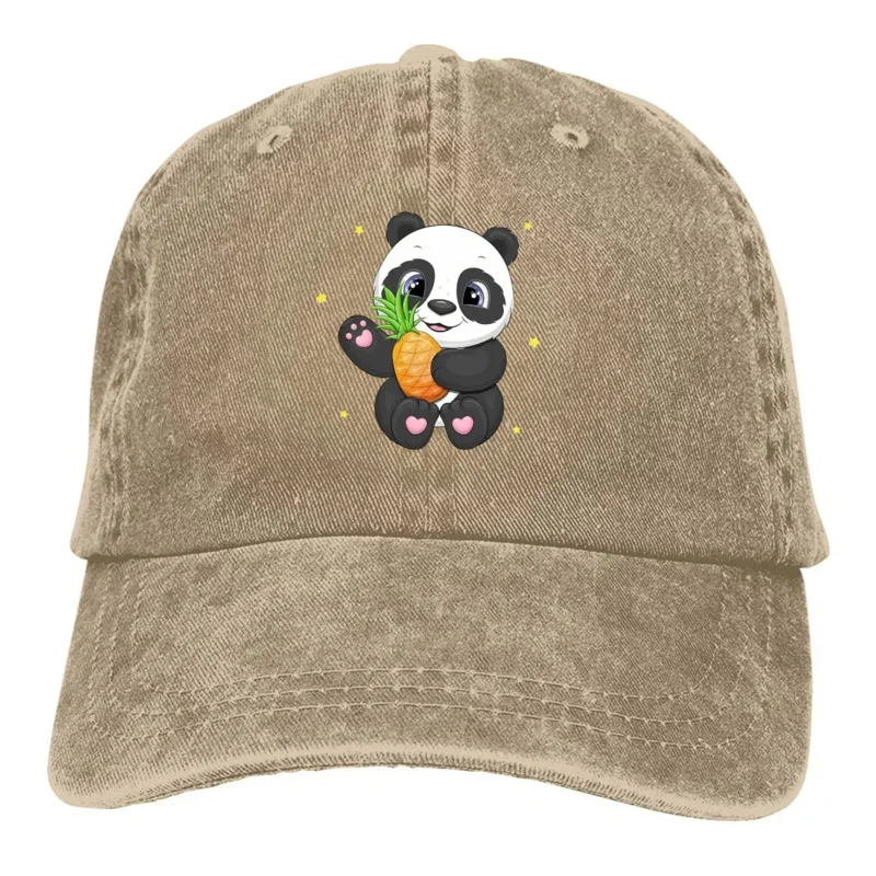 Pineapple Baseball Cap for Men and Women, Holding a Large Pineapple, Visor Protection, Snapback, Cute Panda, Animal Caps