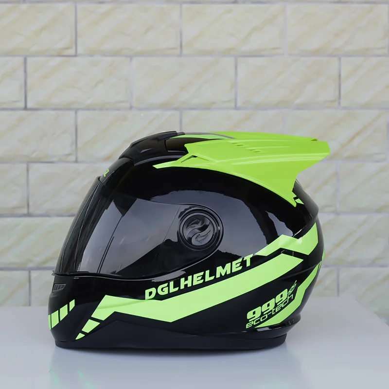 

Motorcycle Helmet Casque Casco Full Face Helmet Black with Yellow Color Helmet Off Road Women and Men Racing Hat ECE Approved